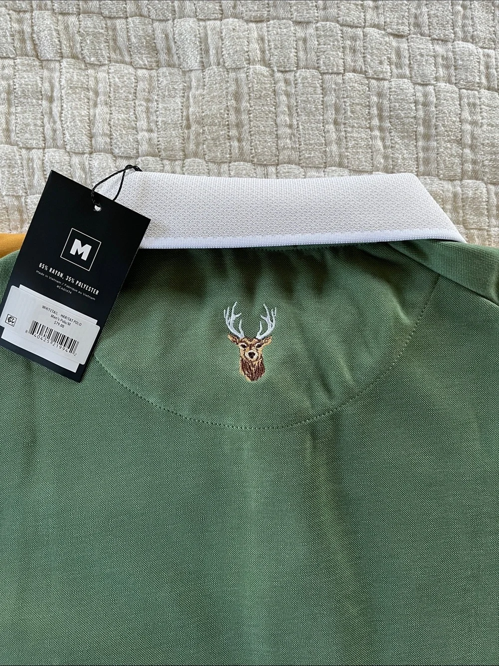 Waggle Golf Men's Green Polo Shirt with White Collar - M - Picture 5 of 5